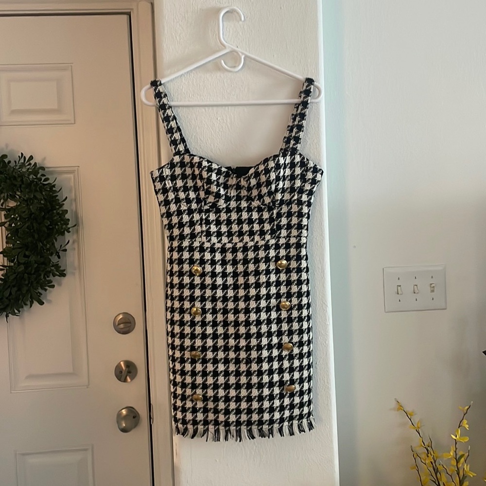Forever 21 Houndstooth Tweed Dress Size S